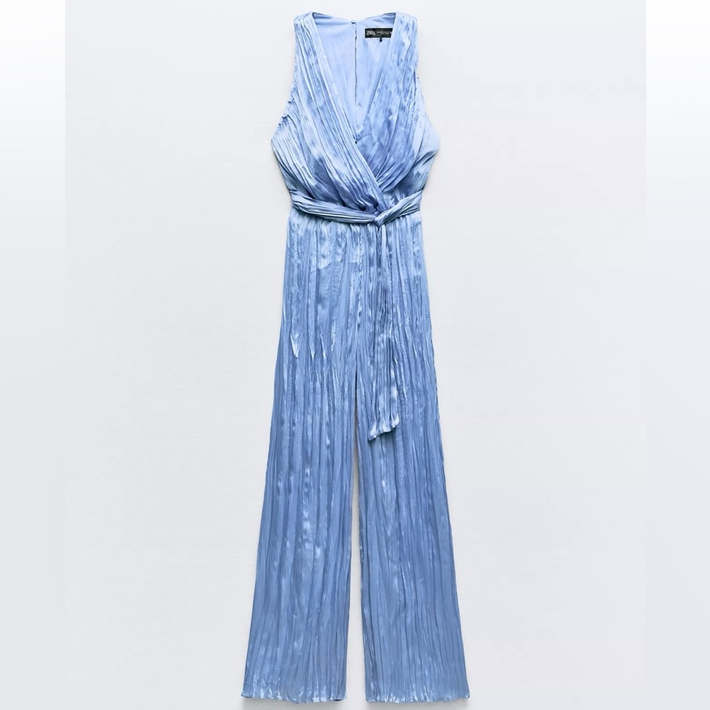 Zara Satin Effect Wrinkled Jumpsuit